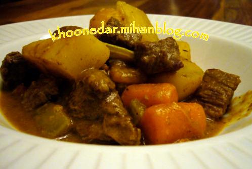 خوراک هویج و گوشت آب پز