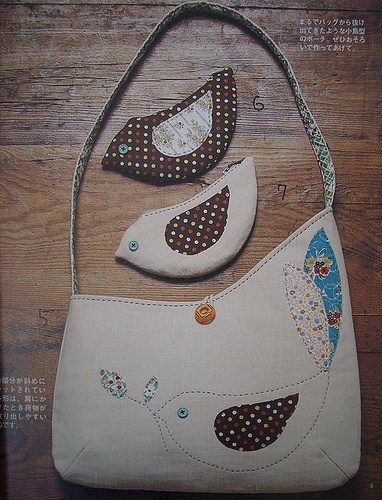 کیف با تکه دوزی پرنده