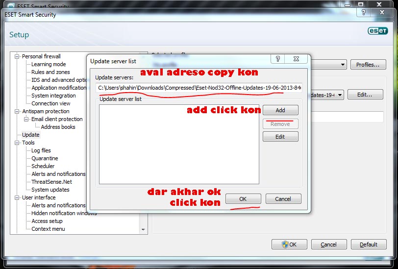 amozesh update offlian nod 32 Eset4