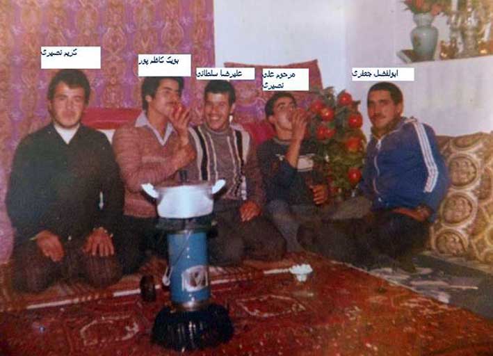 از سمت چپ: آقایان کریم نصیری ، بیوک آقا کاظمپور ، علیرضا سلطانی ، مرحوم علی نصیری و ابوالفضل جعفری