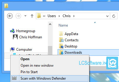 اضافه کردن گزینه اسکن با Windows Defender به کلیک راست در ویندوز
