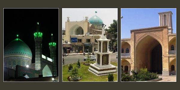 نماهایی از مدرسه سلطان‌العلما، مسجد جامع و بارگاه امامزاده سید حمزه در کاشمر