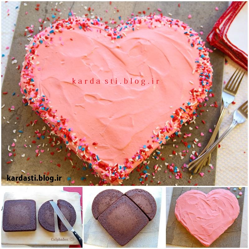 آموزش پختن کیک به شکل قلب