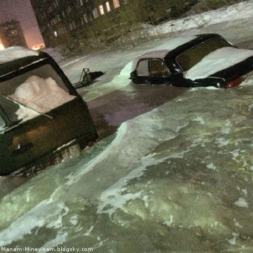 یخ زدن خیابان در سیبری