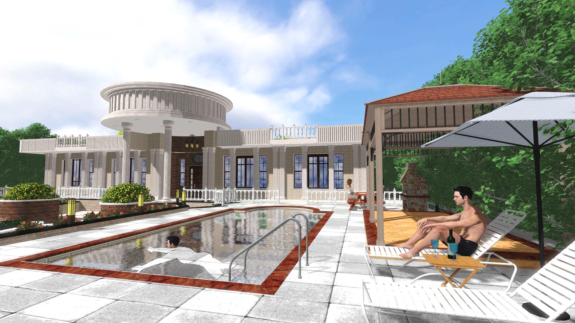 طراحی معماری ویلا به سبک نئوکلاسیک در شیراز neo clasic villa landscape